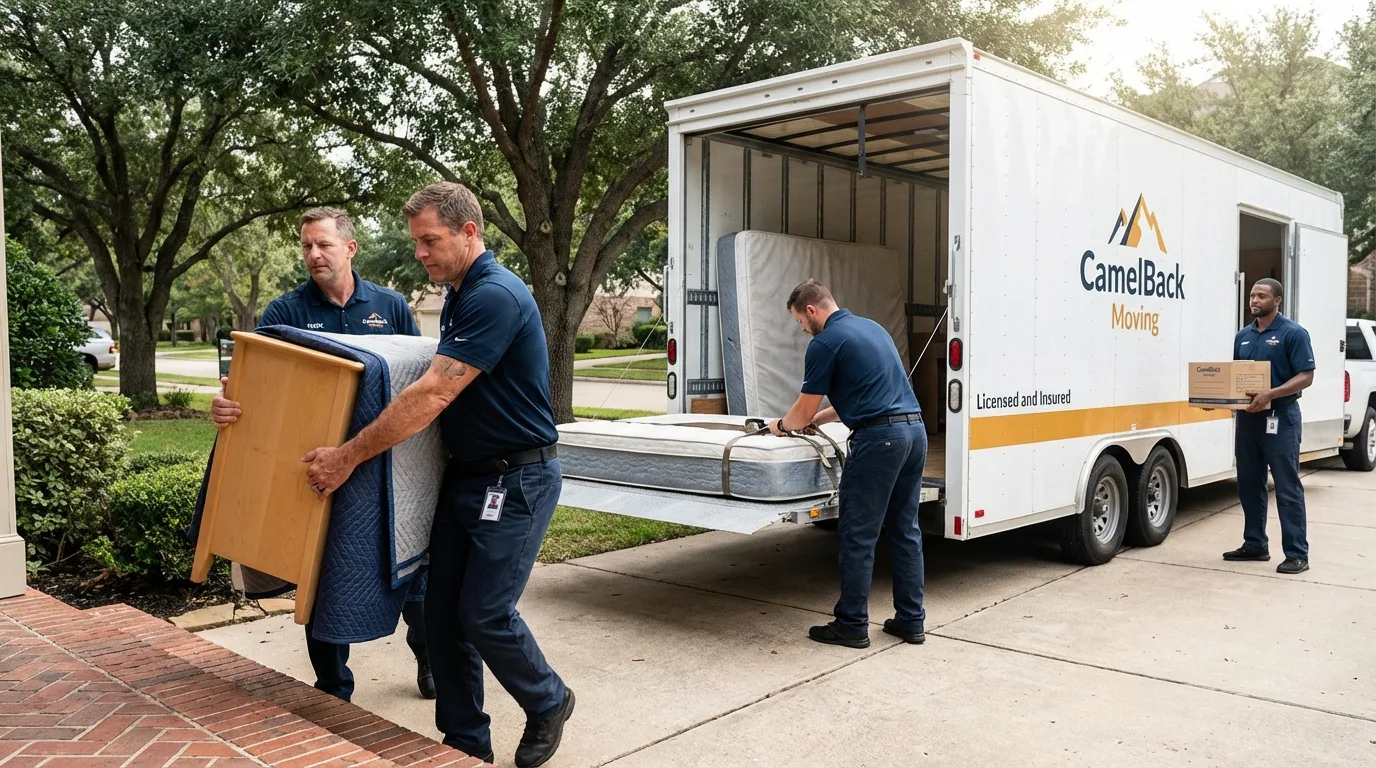 Crew loading residential truck for cross-state move from Prairie du Chien, WI