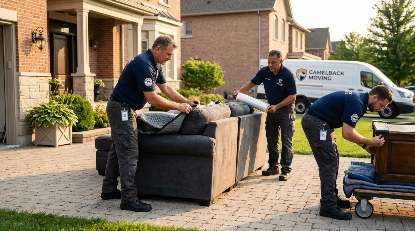 Large estate moving crew wrapping furniture in Prairie du Chien, WI