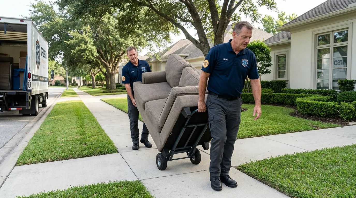 Local residential moving crew loading furniture in Prairie du Chien, WI
